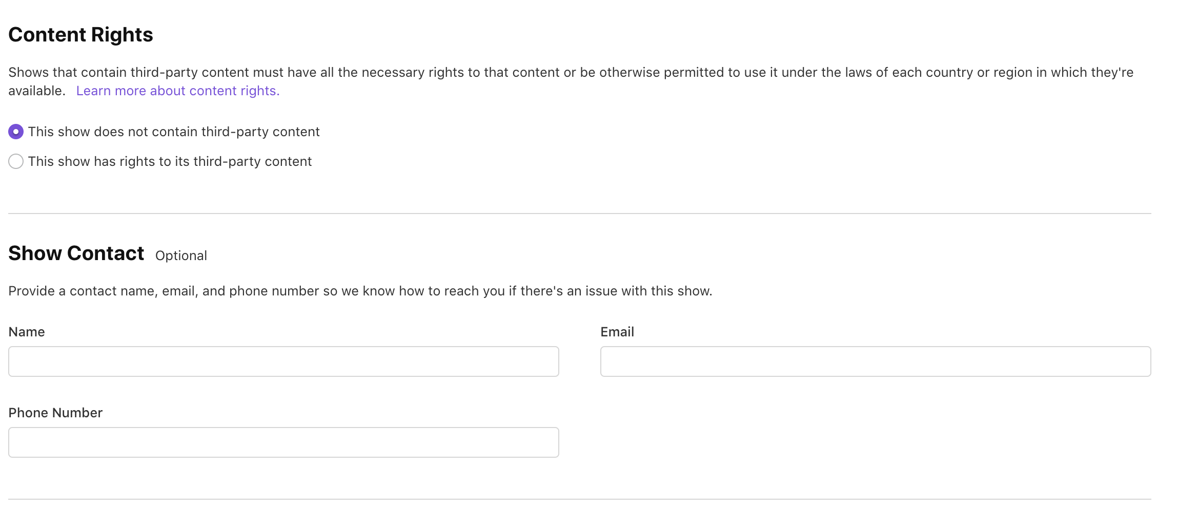 Content Rights Form